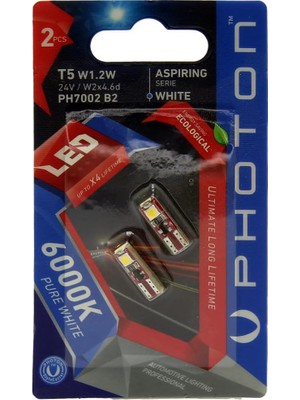 TeknoKapsül Photon Ampul T5 W1.2W 24V 3smd LED (2'li Blister) Pht PH7002 B2
