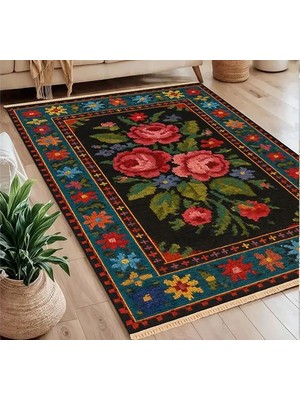 Vivense Rose Baskılı Dokuma Taban Halı, 253 Yng, 120X180  cm