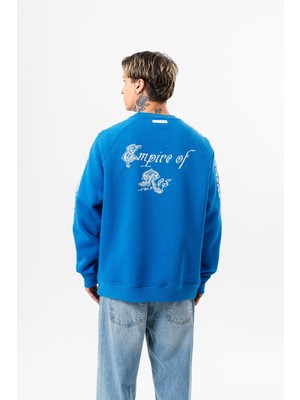 Respire Erkek Empire Of Res Nakışlı Oversize Sweatshirt Mavi
