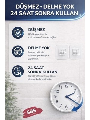 TeknoKapsül 10'lu Banyo Rafı Yapışkanı – Delmeden Şampuanlık Banyo Köşelik Montaj Aparatı