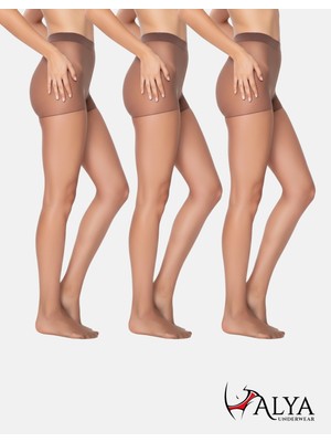 Alya Underwear Kadın Külotlu Çorap, Parlak Ince, 15 Denye, Fit, 3\'lü Paket