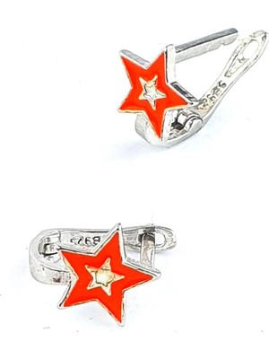 Ose Shop Turuncu Mineli 925AYAR Gümüş Yıldız Figürlü Çocuk Küpesi