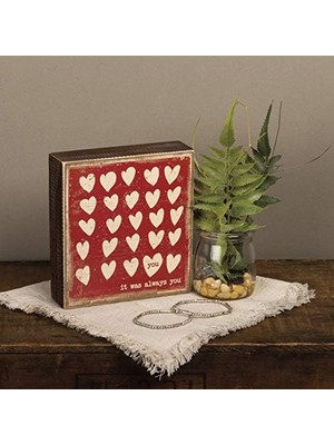 TeknoKapsül Primitives By Kathy 34732 Rustik Esinlenmiş Ahşap Kutu Tabelası, 15 x 15 Cm, It Was Always You