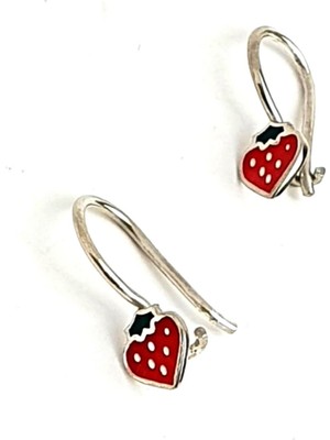 Ose Shop Mine Işçiliği 925 Ayar Gümüş Çilek Figürlü Çocuk Küpesi