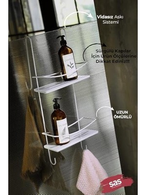 TeknoKapsül Paslanmaz Kristal Raf Banyo Düzenleyici Şampuanlık Beyaz Dşbb
