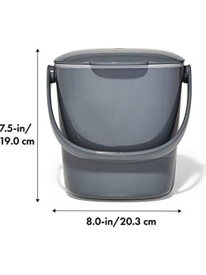 TeknoKapsül - Kompost Kovası, Gri - Mutfak Için Koku Geçirmez Kutusu - 2,8 L