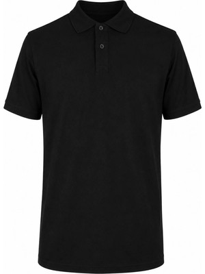Trender Düz Pike Siyah Erkek Polo Yaka T-Shirt 2061