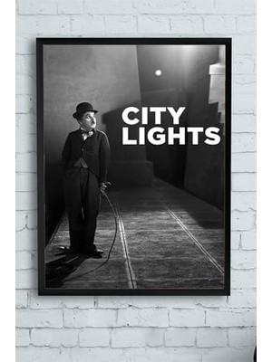 TeknoKapsül (PSTER10579) City Lights-Şehir Işıkları Film Afişi Çerçeveli Tablo 2 (30 x 40CM)