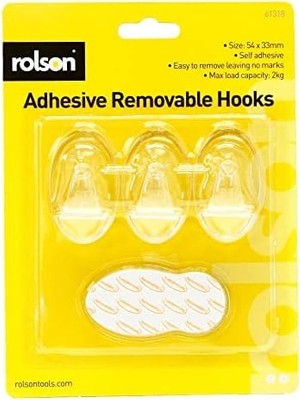 TeknoKapsül 61318 3pc Transparent Removable Adhesive Hook,