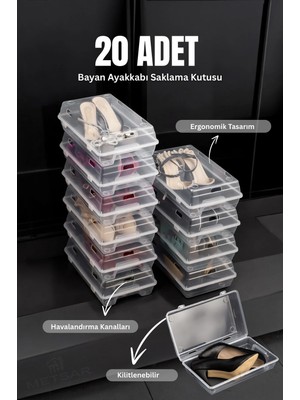 Empressco Metsar Home 20 Adet Kadın Ayakkabı Kutusu - Şeffaf Ayakkabı Düzenleyici Saklama Kutusu Organizer Seyahat Kutusu - Fiyatı, Yorumları