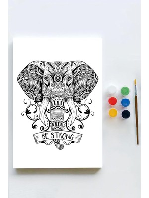 TeknoKapsül (PSTER21620) Fil Mandala Tuval Kanvas Tablo Boyama Hobi Seti (50X70CM)