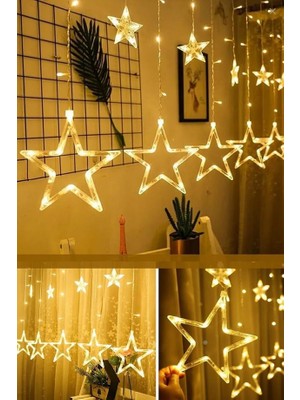 TeknoKapsül 3 Metre Fişli 10’lu Yıldız LED Işık Zinciri – Dekoratif Işık Aydınlatma, Ev, Salon, Balkon, Perde V