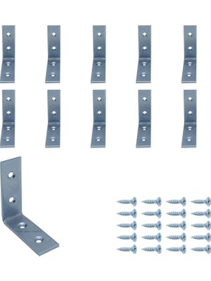 TeknoKapsül Mr.bracket 10 Ad. L Demir Gönye Köşebent 16X45X45MM - Mobilya Dolap Eşya Duvara Sabitleme Aparatı -