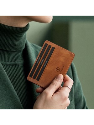 Trusador Siena Taba Hakiki Deri Kartlık Cüzdan Ince Tasarım Unisex Kadın Erkek