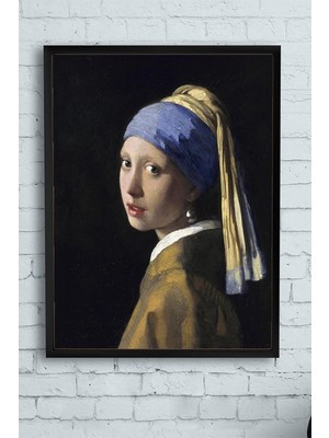 TeknoKapsül (PSTER11832) Johannes Vermeer - Inci Küpeli Kız Sanatsal Çerçeveli Tablo (40X50CM)