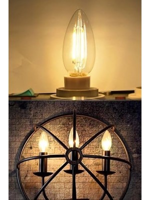 TeknoKapsül Rustik LED Filament Ampul 4 Watt E14 Duy Sarı Işık Dekoratif Aydınlatma (1, Cam C35)