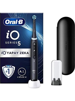 TeknoKapsül Io - 5 Siyah Yapay Zeka Teknolojili Şarjlı/elektrikli Fırçası + Io Clean Siyah Di