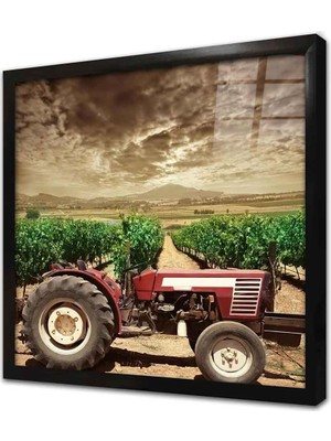TeknoKapsül Tablosan Traktör Çerçeveli Cam Tablo 60X60 cm CA01072