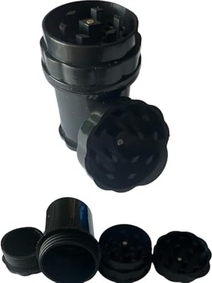 TeknoKapsül Grinder Parçalayıcı Plasti̇k Baharat Öğütücü Herb 4 Katmanlı (58MM-SIYAH)
