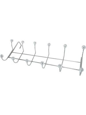TeknoKapsül Metal Kapı Üstü Askılık, Krom Kaplama, 12 Kancalı, Gümüş Renk