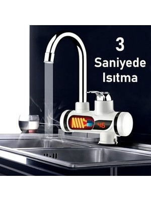 TeknoKapsül Ani Su Isıtıcılı Musluk Elektrikli Şofben Musluk Dijital Göstergeli 3000W