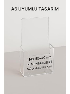 TeknoKapsül A6 Broşür Standı Şeffaf Akrilik | Masaüstü Föylük Broşürlük Taymar C110 | Ofis Kafe Resepsiyon Rekl