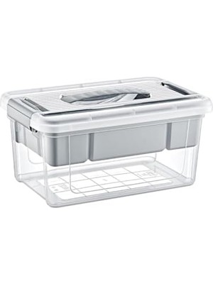 TeknoKapsül Bölmeli Katlı Plastik Organizer Makyaj Düzenleyici – Kilitli Takım Sandığı Organizer Kutu, Taşım