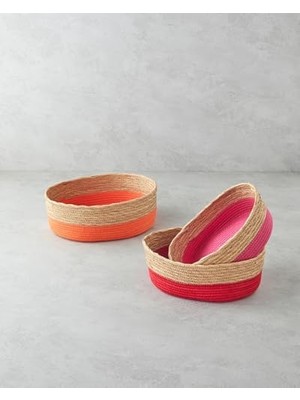 TeknoKapsül Colorful Kağıt Ip Sepet Pembe
