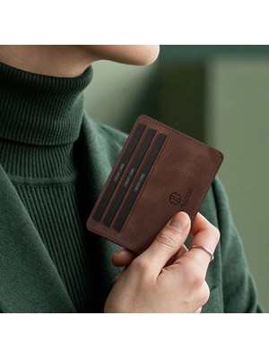 Trusador Siena Kahverengi Hakiki Deri Kartlık Cüzdan Ince Tasarım Unisex Kadın Erkek