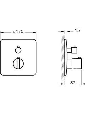 TeknoKapsül Suit U A4267426 Termostatik Banyo Bataryası, Sıva Üstü, V-Box, Bakır