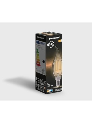 TeknoKapsül Filament Ampul E14 Flame (Mum Tipi) 4W 470LM 2700K Sarı Işık