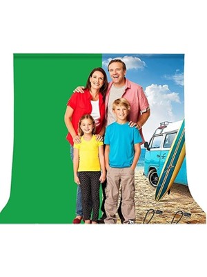 TeknoKapsül Genel 2m x 2m Yeşil Fon Perde Seti, Chroma Key Green Screen Kit, T Braket Stand, 5 Klips ile Birlik