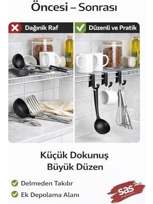 TeknoKapsül 4 Adet Plastik Askı Metal Banyo Mutfak Rafları Için Siyah