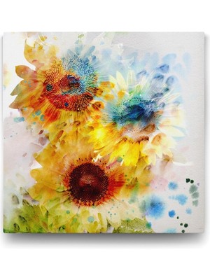 TeknoKapsül Soyut Ayçiçeği Tablosu - 40X40CM
