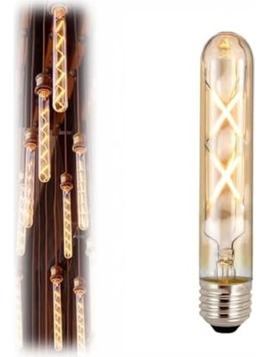 TeknoKapsül LED Ampul, E27, 4W, 2500K Sarı Işık, Cam, 18,5 Cm, Rustik Ampul Lambam Renk Çubuk Cam Filamen
