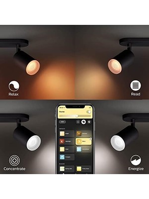 TeknoKapsül Hue Fugato Spot Lamba, Akıllı LED Ampul Ile, Siyah, 1X5.7W 230V