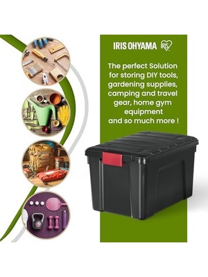 TeknoKapsül Ohyama, Kapaklı Büyük Saklama Kutuları, Garaj Saklama Kutuları, Kapatma Klipsleri, 60L/3 Paket, Bpa