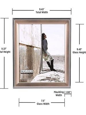 TeknoKapsül Uluslararası Tasarımlar Klasik Altın Metal Gümüş Boncuklu 2 Tonlu Resim Çerçevesi, 8X10, Altın