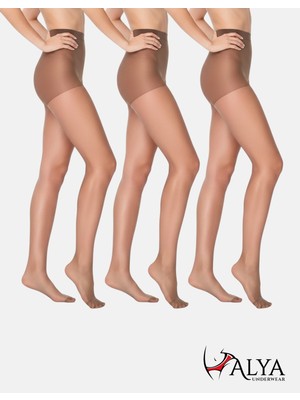 Alya Underwear Kadın Külotlu Çorap, Parlak Ince, 15 Denye, Fit, 3\'lü Paket