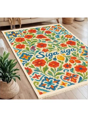 Vivense Siga Siga Baskılı Dokuma Taban Halı, 260 Yng, 80X150  cm