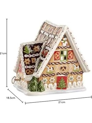 TeknoKapsül Villeroy Boch Christmas Müzik Kutusu "zencefilli Çörek Evi", Porselen, Beyaz/bej