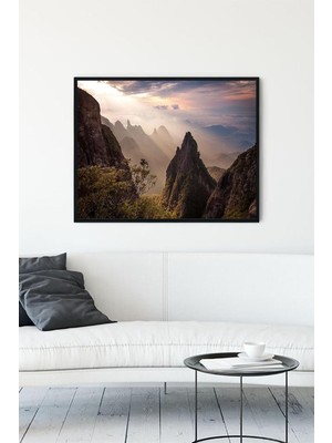 TeknoKapsül (PSTER10790) Dağ Doğa Manzara Çerçeveli Tablo 2 (50X70CM)
