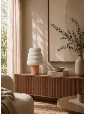 Nuaen Dune Large Premium Dekoratif Bej Abajur - 35 cm - Modern Salon ve Ofis Lambası
