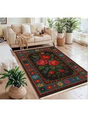 Vivense Vintage Gül Baskılı Dokuma Taban Halı, 307 Yng, 150X230 cm