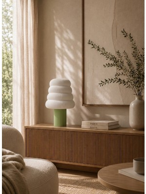 Nuaen Dune Large Premium Dekoratif Matcha Abajur - 35 cm - Modern Salon ve Ofis Lambası