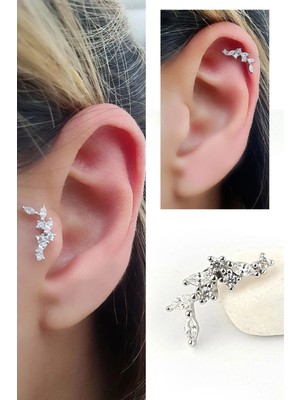 Ose Shop Pırlanta Parlaklığında Zirkon Taşlı 925ayar Gümüş Tragus Kıkırdak Helix Piercing