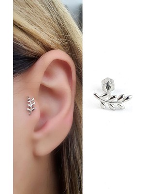 Ose Shop Yaprak Figürlü 925AYAR Gümüş Tragus Helix Kikirdak Piercing