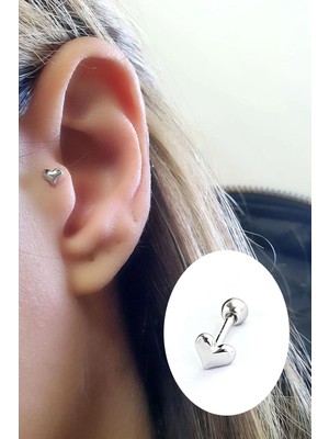 Ose Shop Kalp Figürlü 925ayar Gümüş Tragus Helix Kikirdak piercing