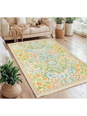 Vivense Floral Harmoni Baskılı Dokuma Taban Halı, 303 Yng, 80X150 cm