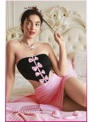 Pileli Store Pilelistore  Pembe Ekose Etekli Seksi Kostüm